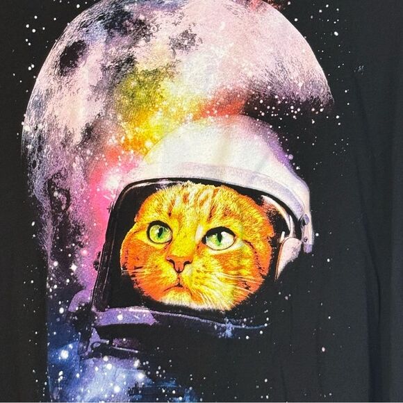 Walnut & 39th Black T-Shirt with orange Cat Astronaut Graphic size XXL - Picture 2 of 4